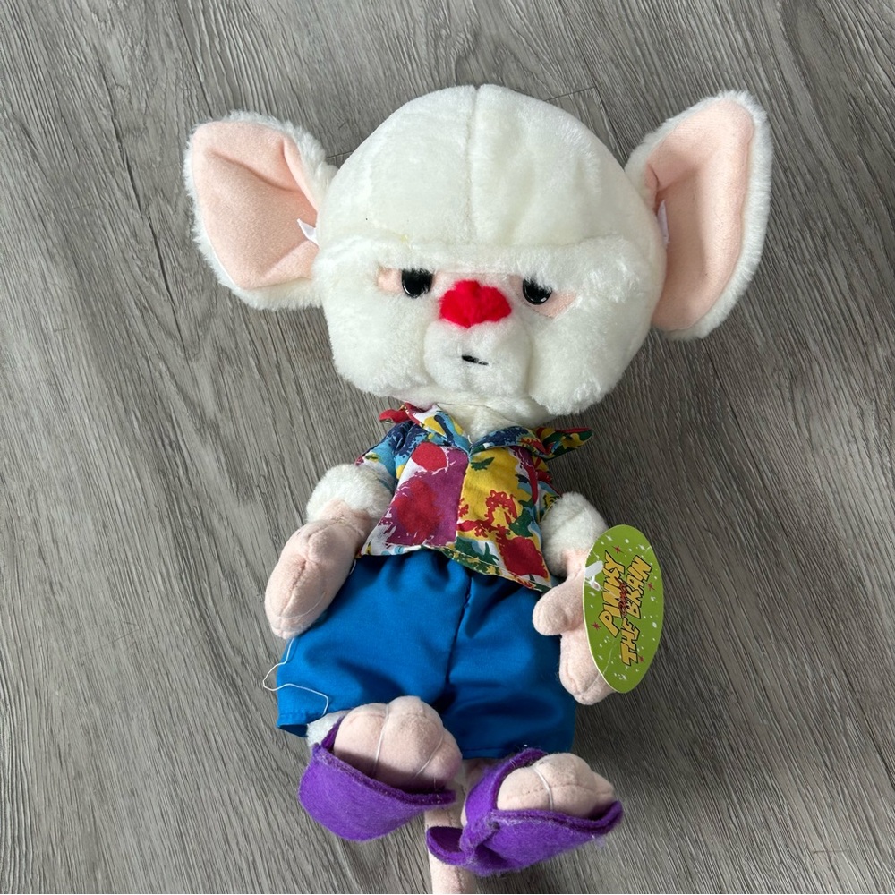 Pinky and the Brain Doll 1997 Hawaiian Shirt Animaniacs Vintage Retro Plush 11”